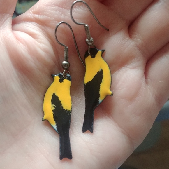4/$15 - enamel goldfinch earrings